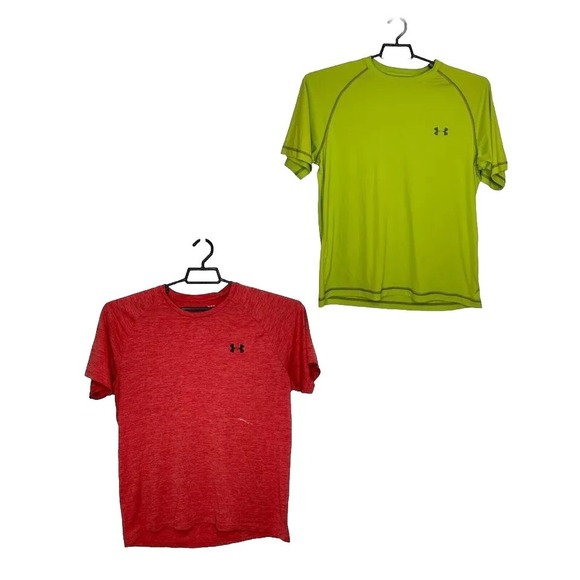 2 pair Under Armour Tees Mens Large Tech T-Shirt HeatGear Athletic‎ Training Gym - Picture 1 of 14